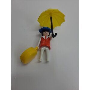 Playmobil Vintage Figure Travelling Lady with Umbrella White Collar 3322-B